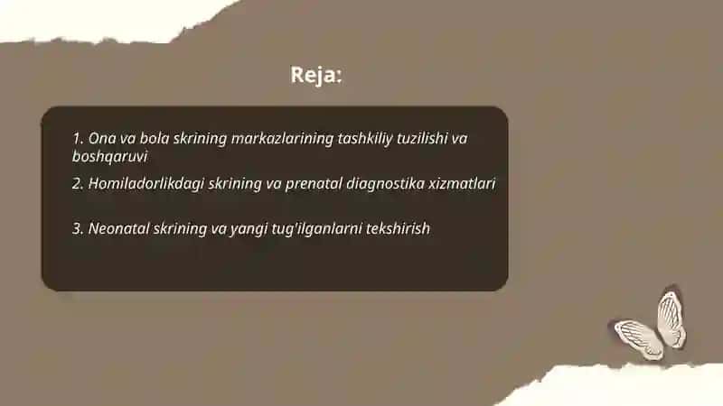 Ona va bola skrining markazlari faoliyati 2