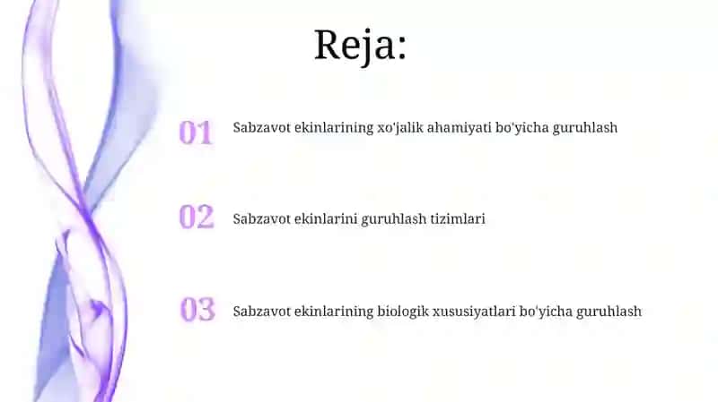 Sabzavot ekinlarining guruhlanishi 2
