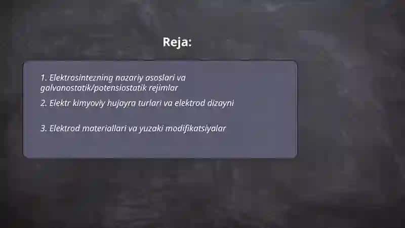 Organik moddalar eletrosintezi 2