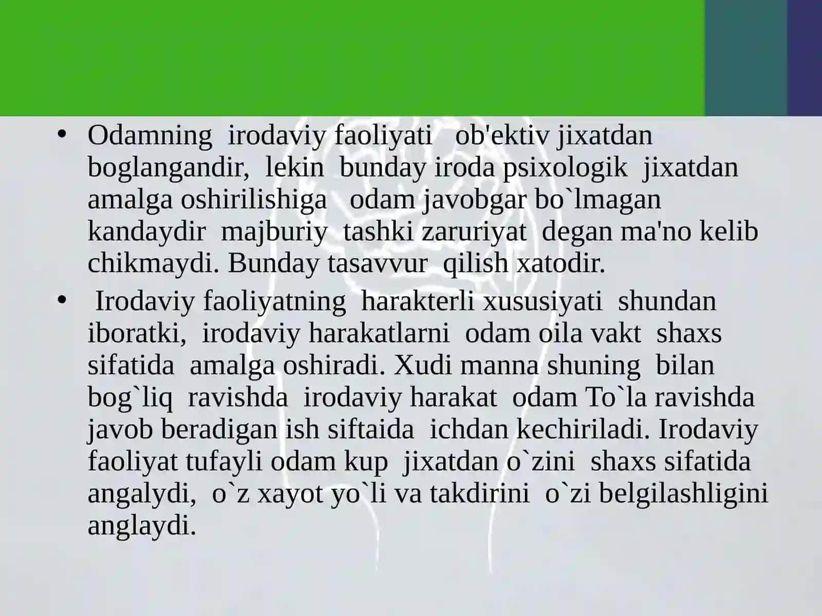 Irodani buzilishi. Irodasizlik xulq-atvori 2