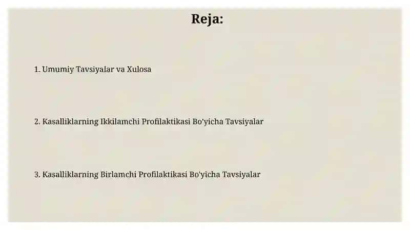 Kasalliklarning Birlamchi Profilaktikasi 2