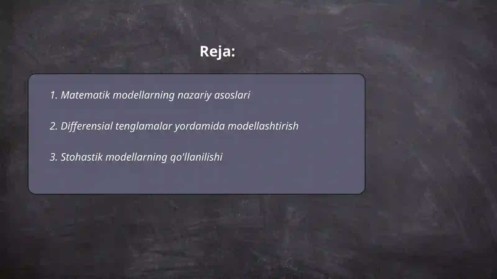 Matematik modellarning amaliy taqdimoti 2