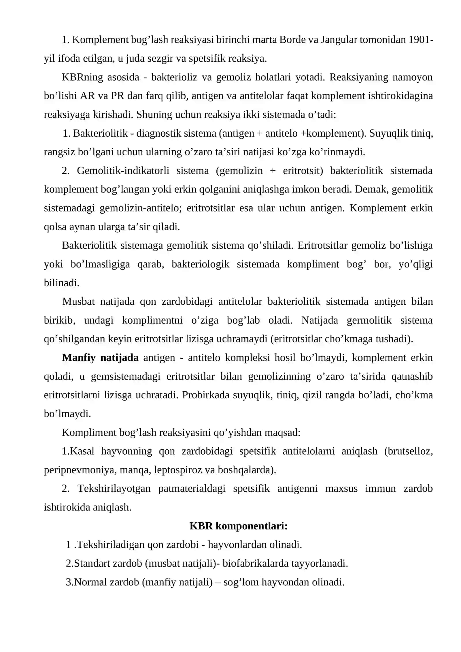 Komplement bog’lash reaksiyasi – KBR 2