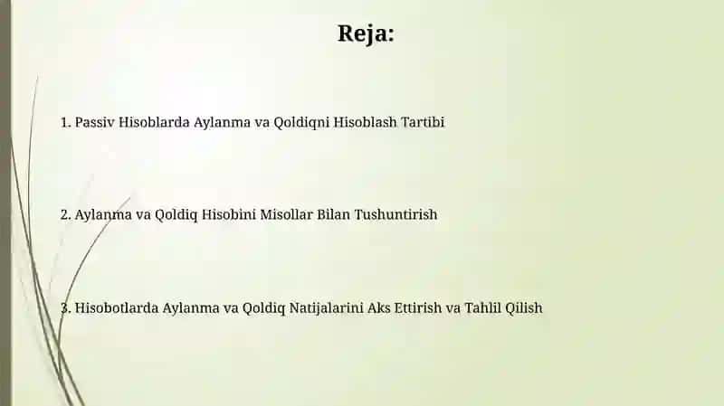 Passiv hisoblarida aylanma va qoldiqni hisoblash tartibi 2