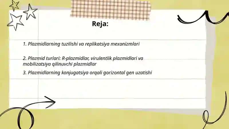 Plazmidlarning tuzilishi va replikatsiya 2