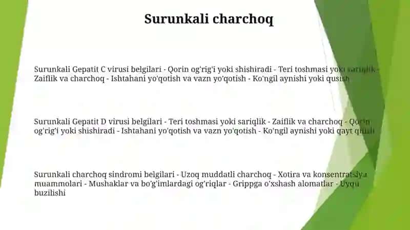 Surunkali Gepatit C,D Simptamotologiyasi 2