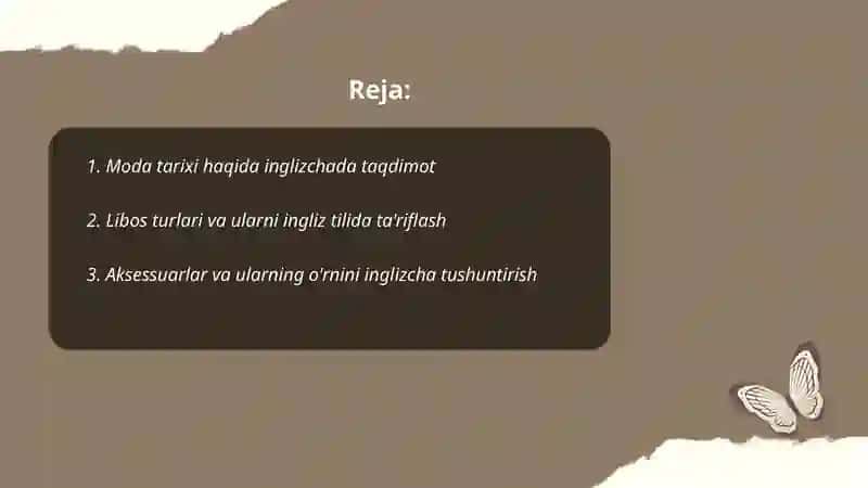 Moda tarixi haqida inglizchada taqdimot 2