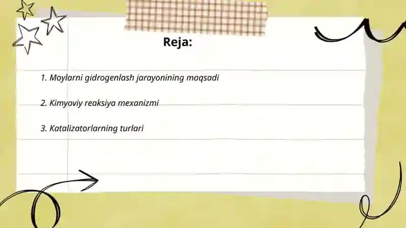Moylarni gidrogenlashning kimyoviy jarayonlari 2