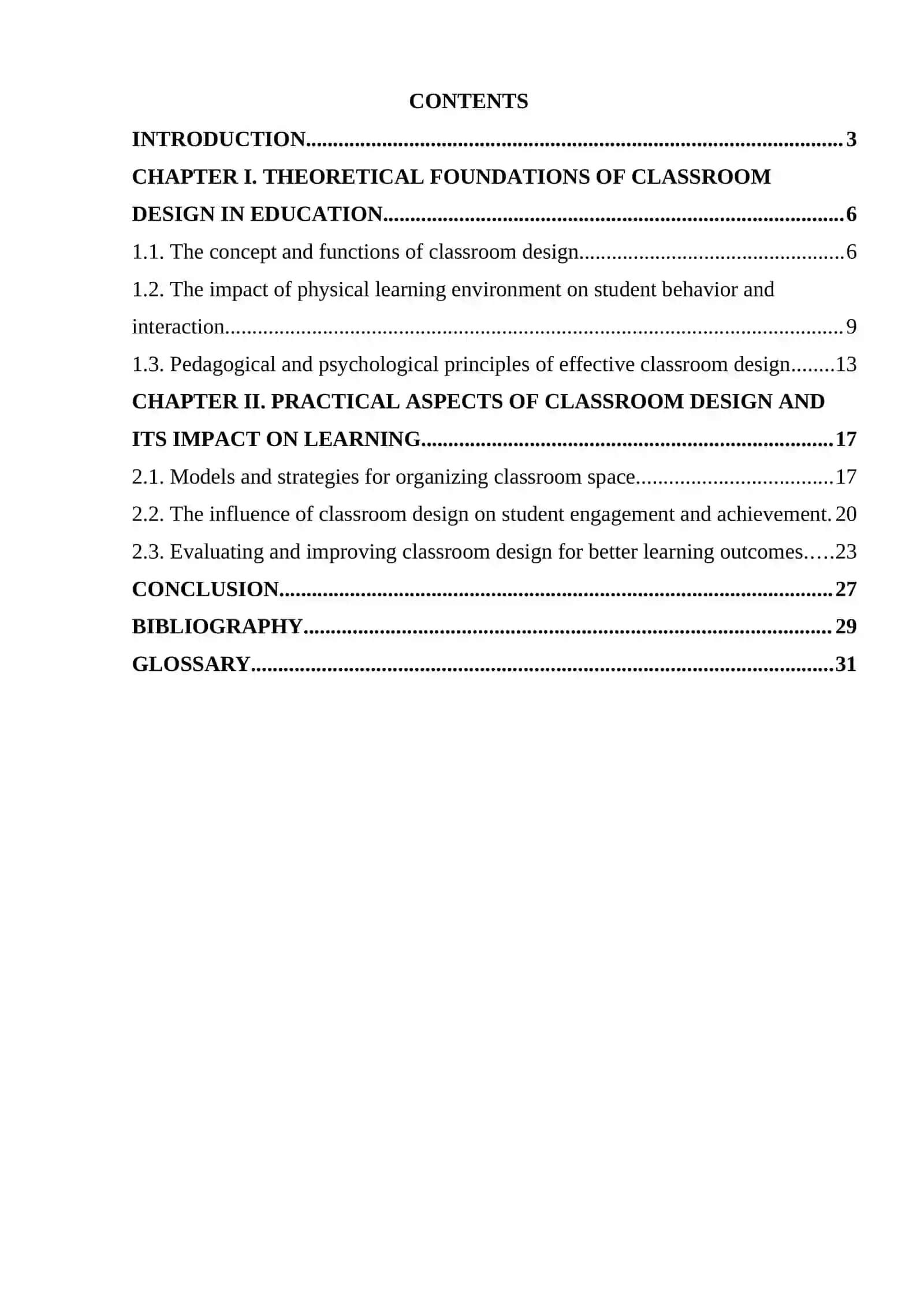Course Paper: The impact of classroom design on learning 2