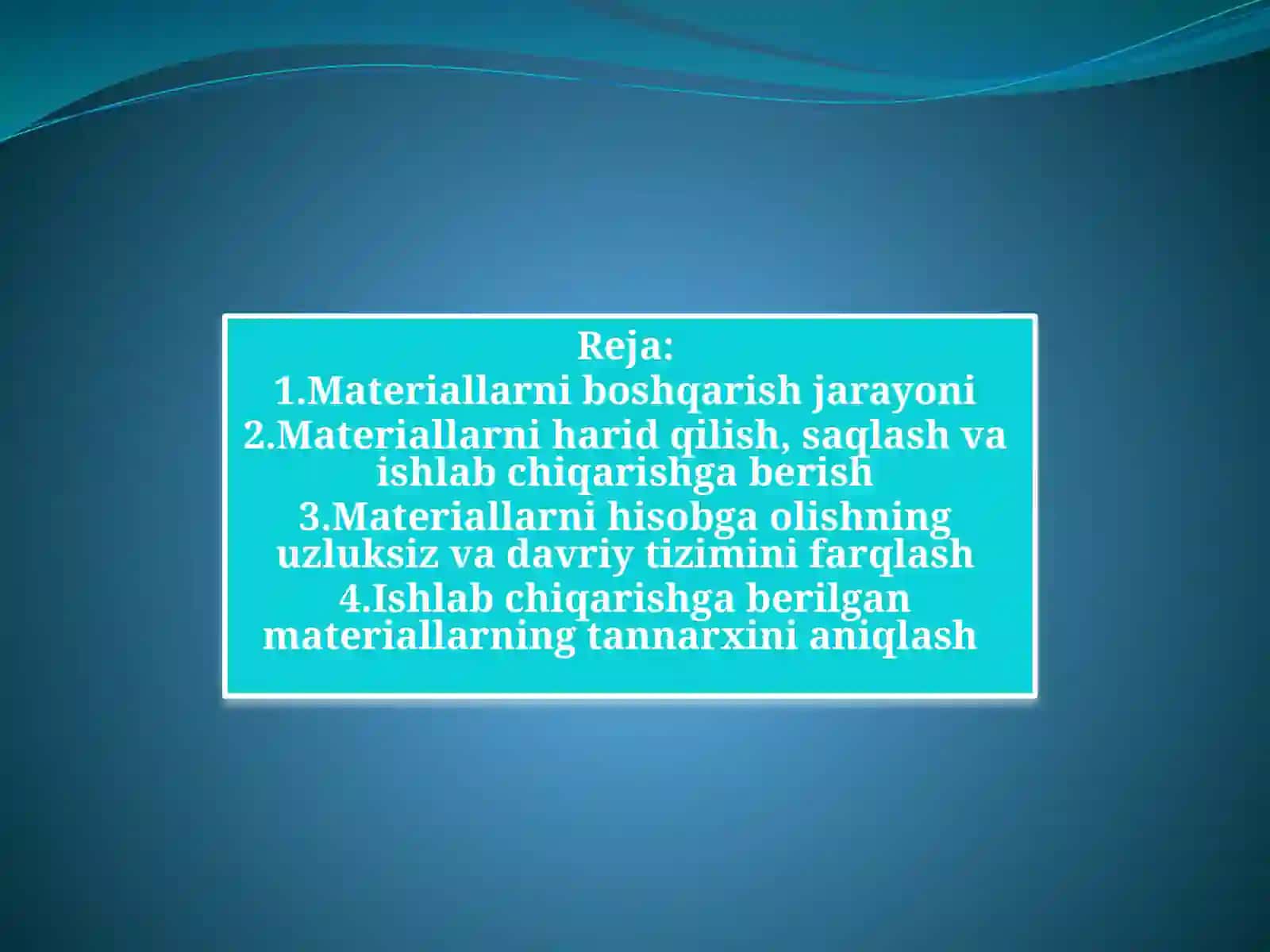 Material harajatlarining hisobi 2