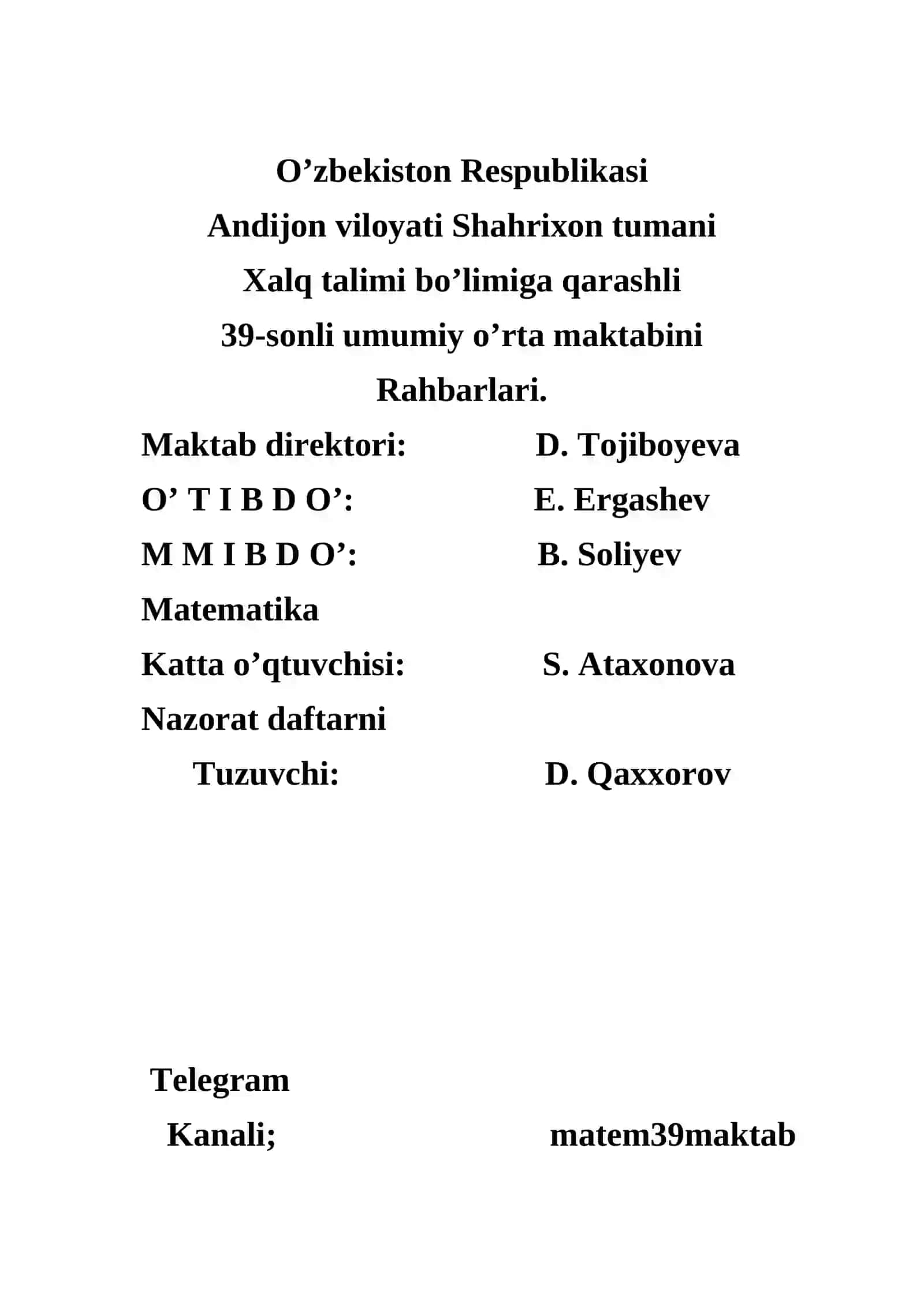 ALGEBRA va GEOMETRIYA 2