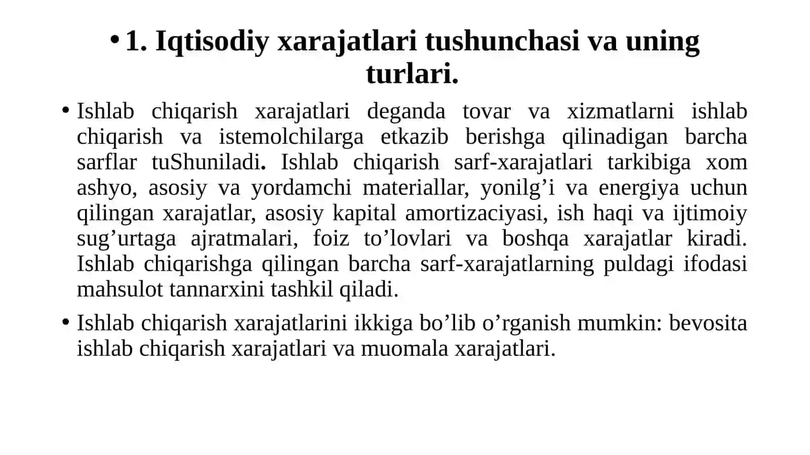 Iqtisodiy xarajatlar 2