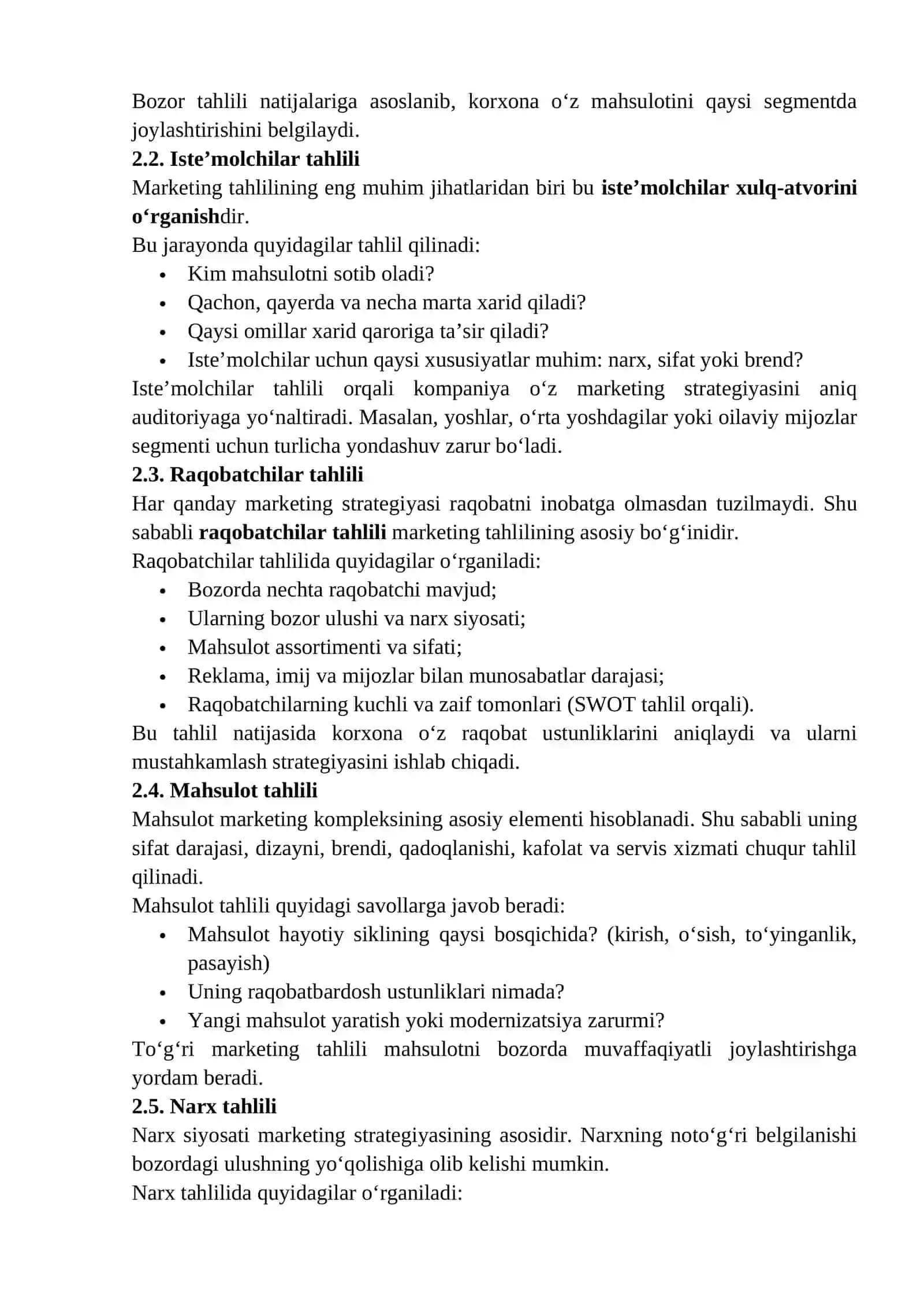 Marketing tahlili 2