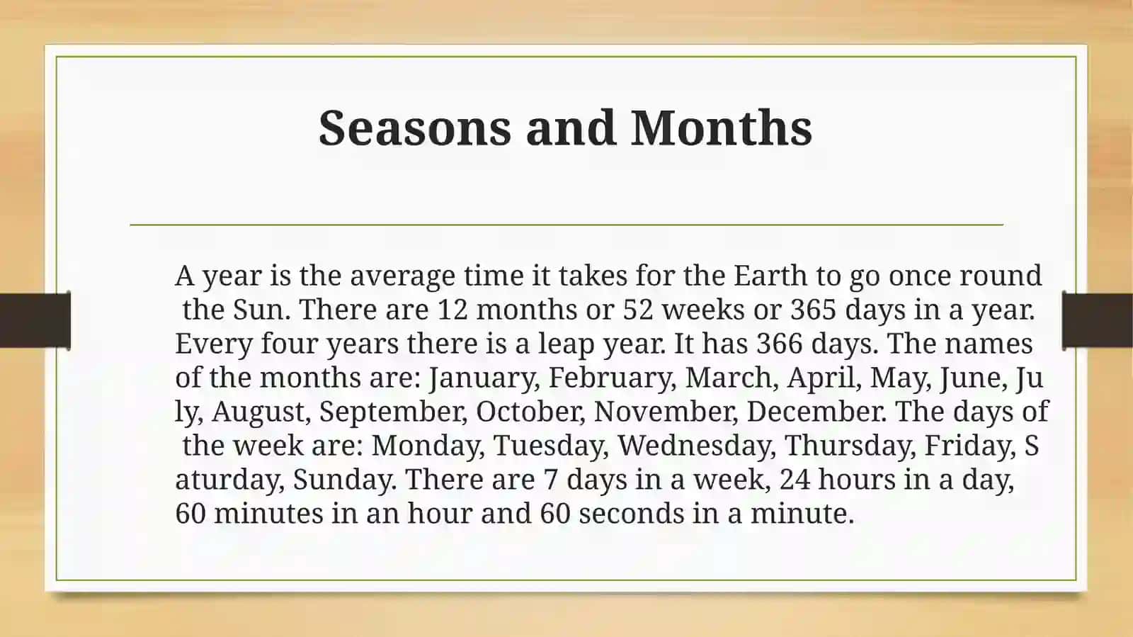 SEASONS DAYS AND MONTHS 2