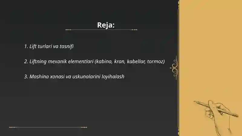 Liftlar va ularni loyihalash 2