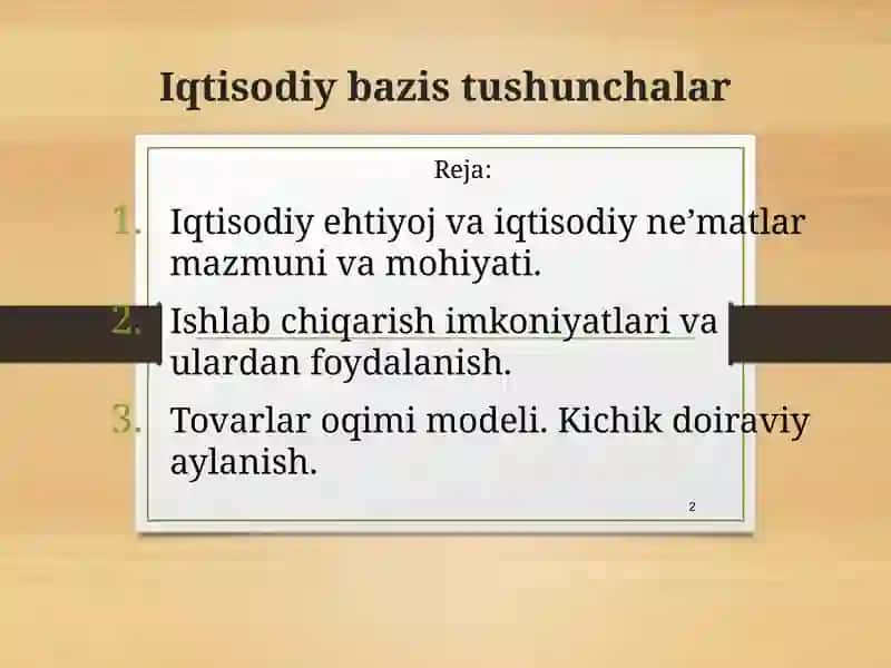 Iqtisodiy bazis tushunchalar 2