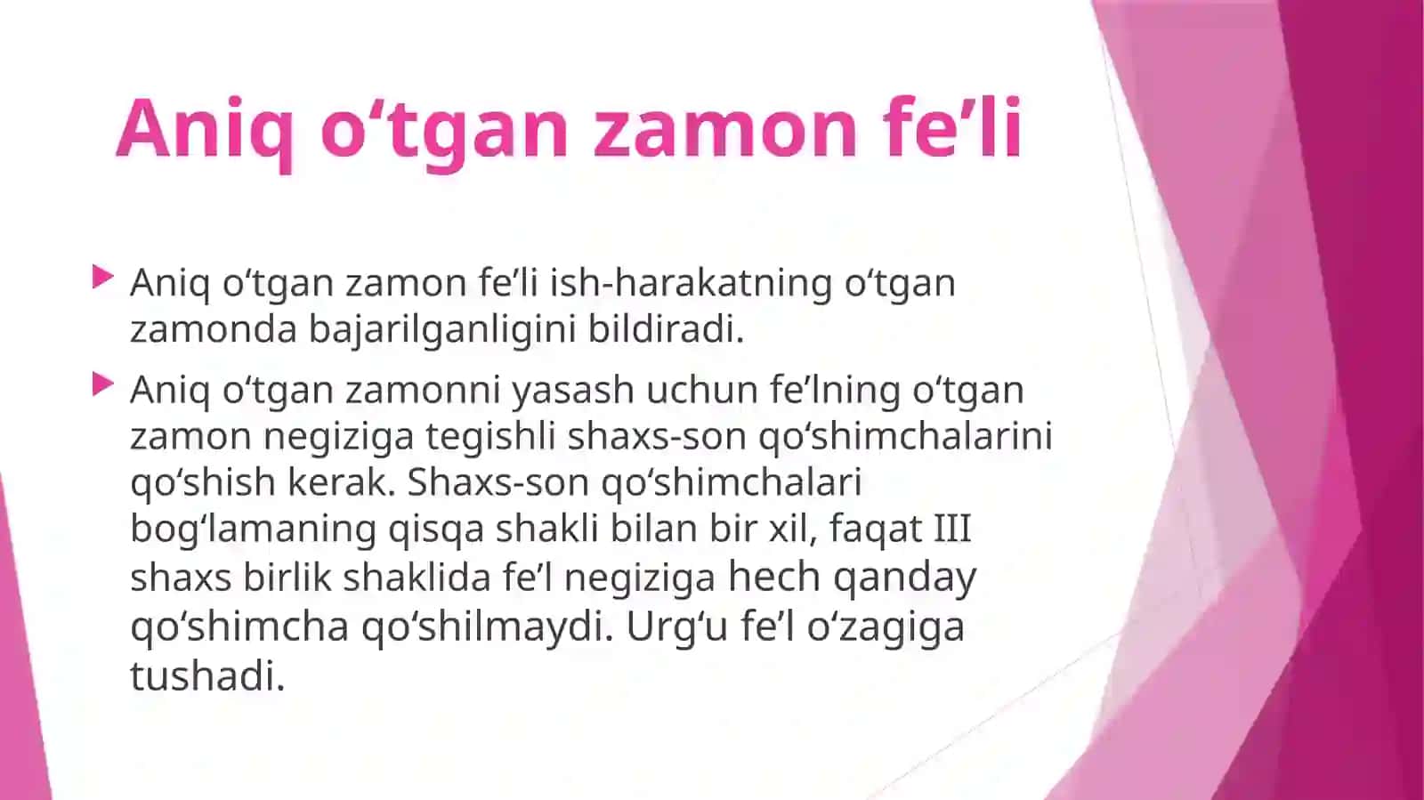 Aniqo‘tganzamonfe’li 2