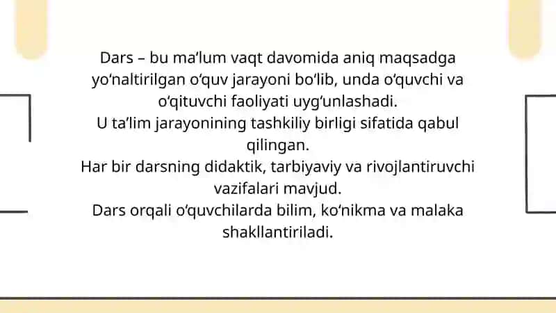 DARS- TÁLIMNING ASOSIY SHAKLI SIFATIDA 2