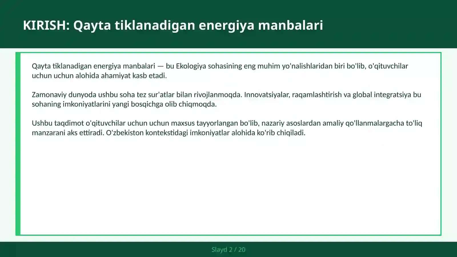 QAYTA TIKLANADIGAN ENERGIYA MANBALARI 2