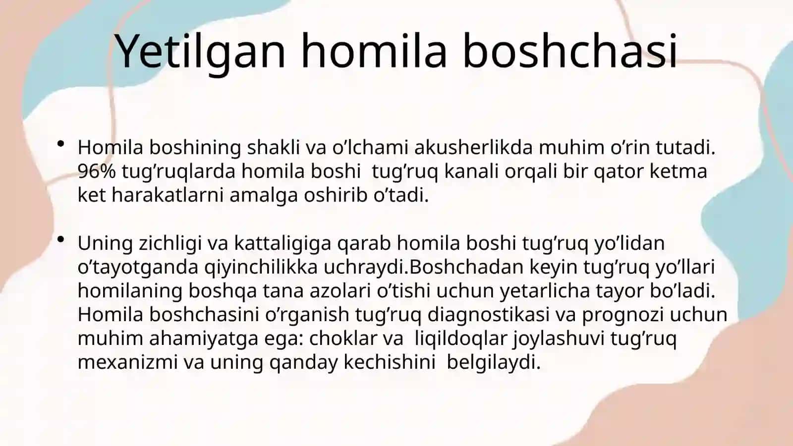 Homila tug’ruq obyekti sifatida 2