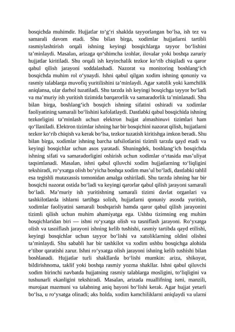 Ma’muriy ish yuritishning dastlabki bosqichlari 2