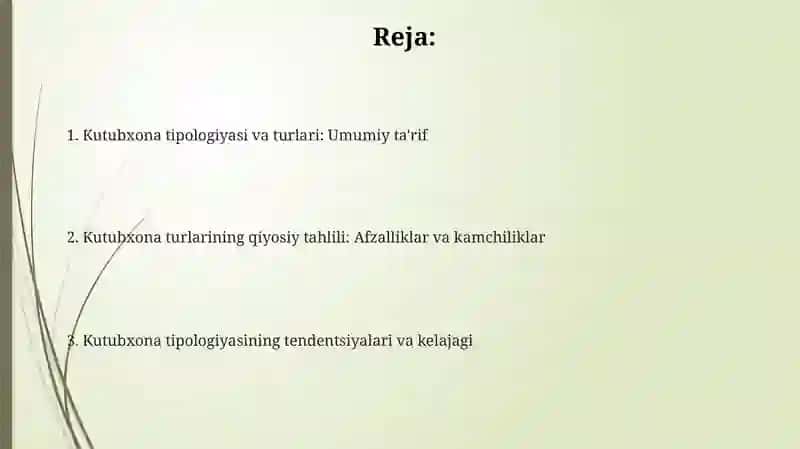 Kutubxonalar tipologiyasi. Umumiy tavsifi 2