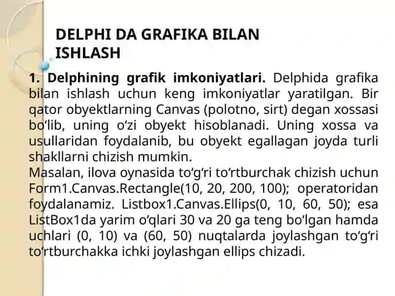 DELPHI DA GRAFIKA BILAN ISHLASH 2