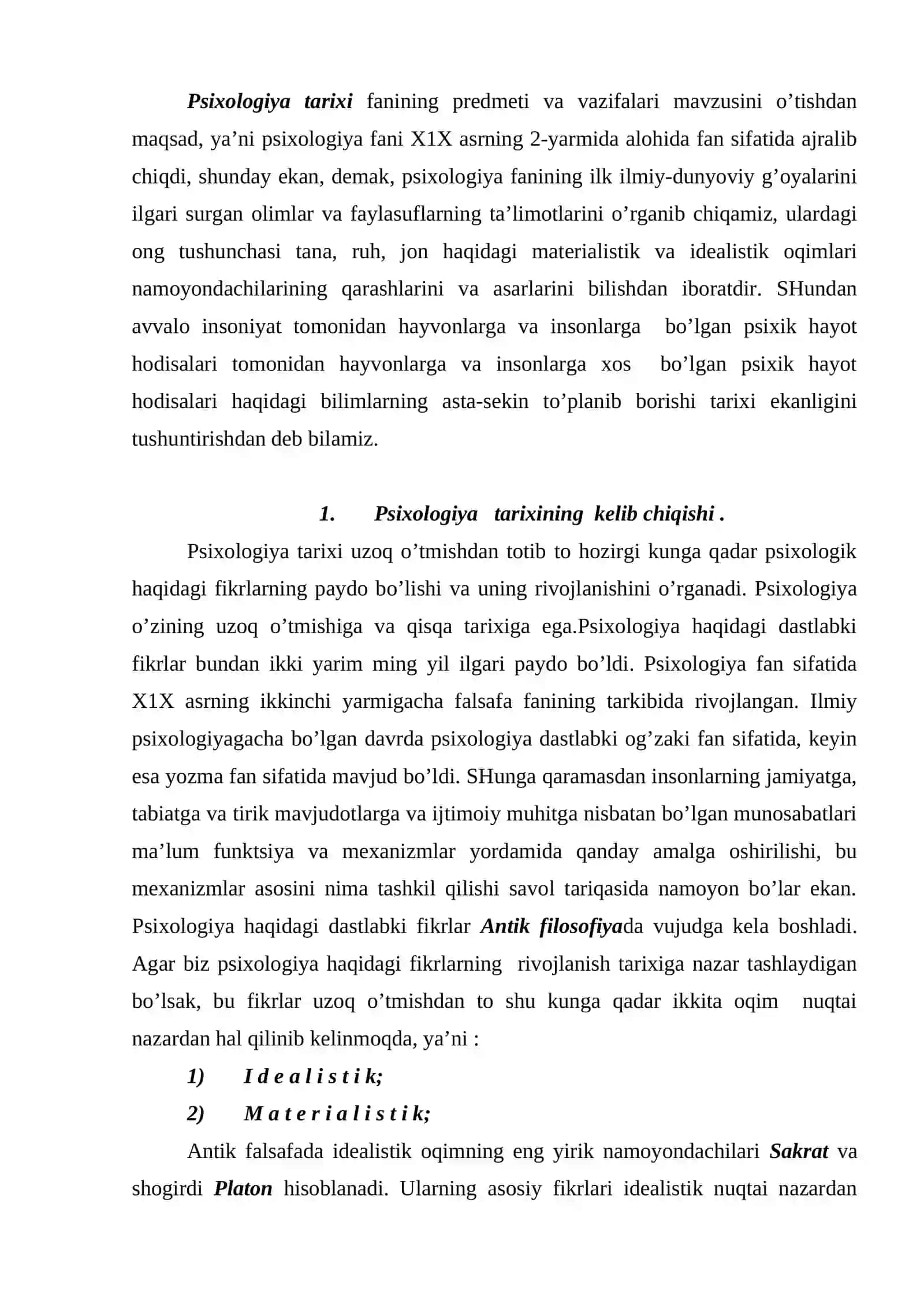 Psixologiya tarixi fanining predmeti va vazifasi 2