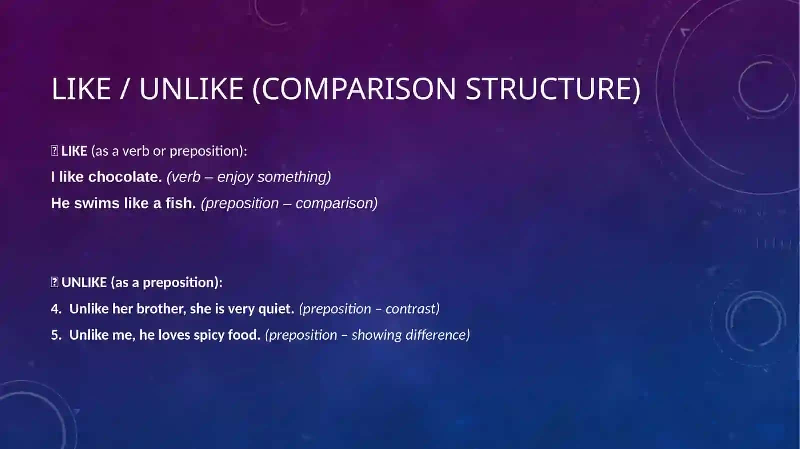 Like / Unlike (Comparison Structure) 2