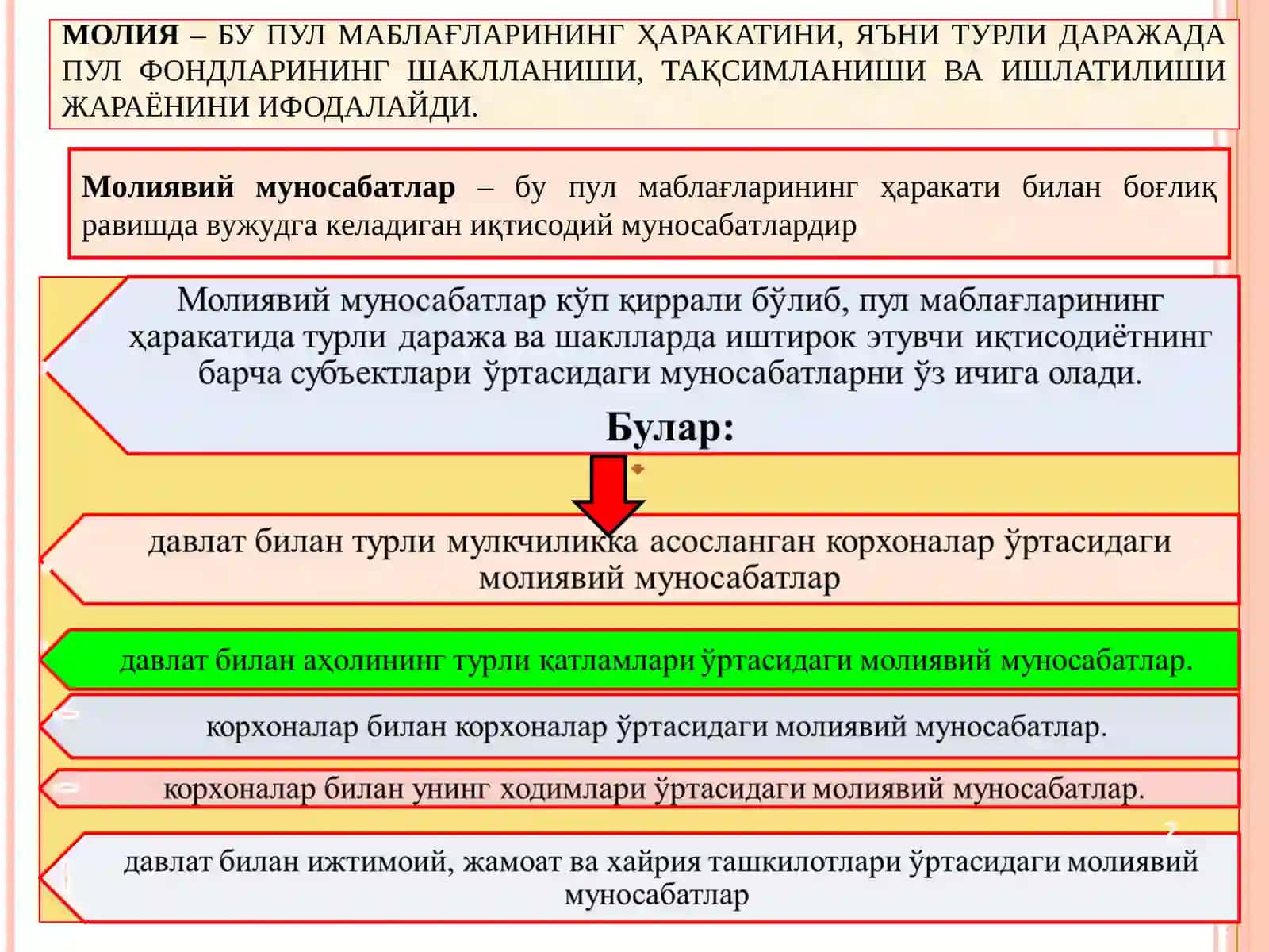 Moliya tizimi va moliyaviy siyosat 2