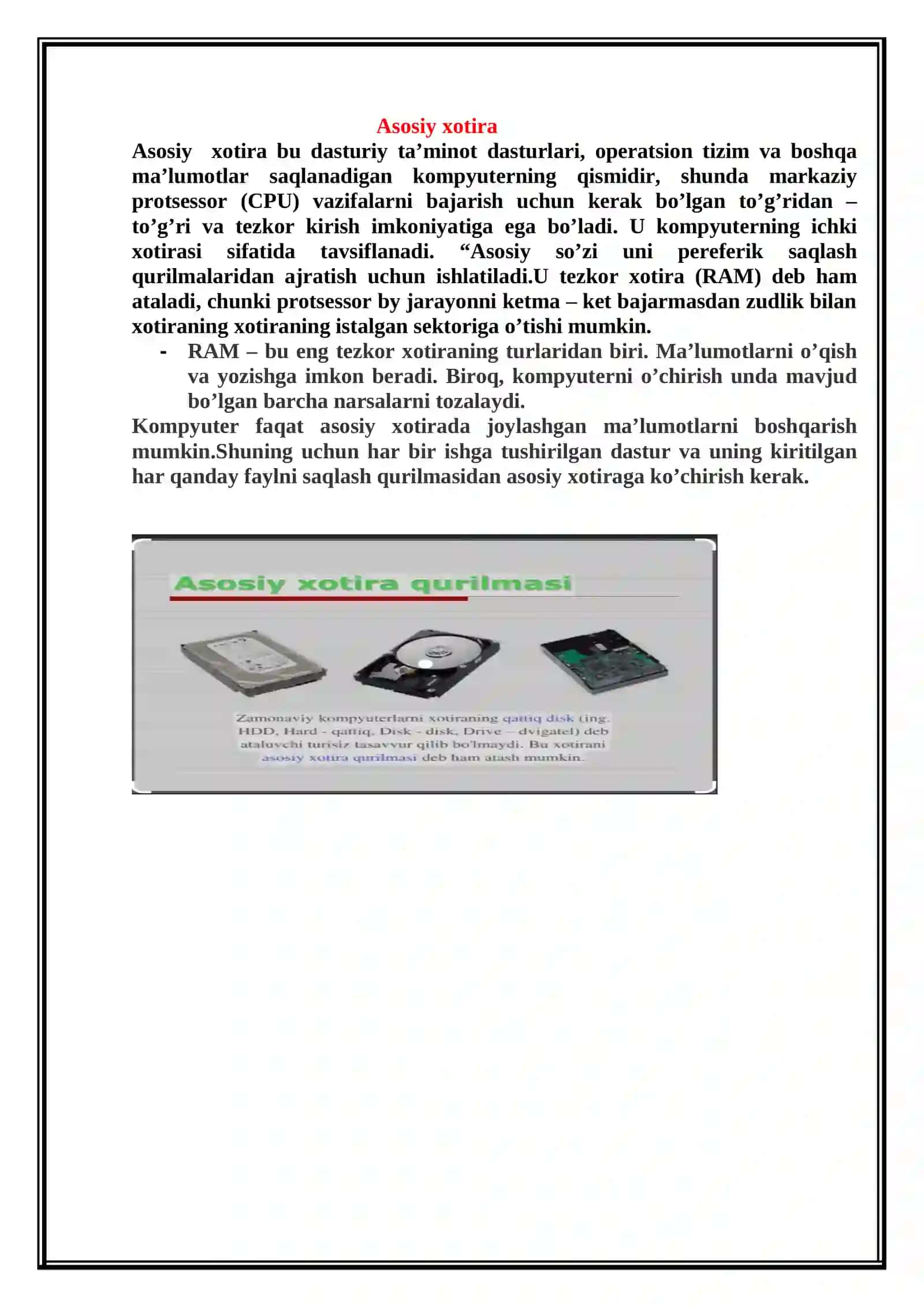 Asosiy xotiraning dinamik tuzilishi 2
