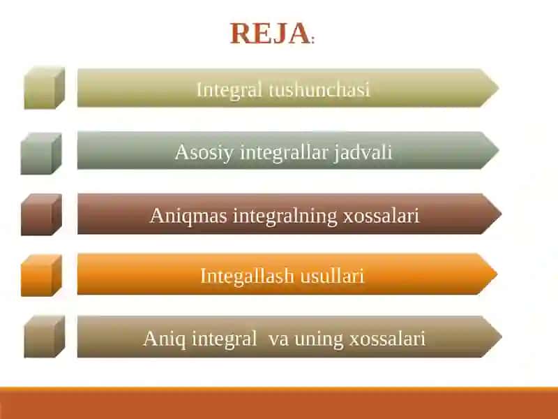 INTEGRAL HISOBNING ASOSIY QOIDALARI 2