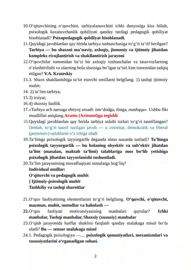 Kattalar ta'limi, prinsiplari va metodikasi 2
