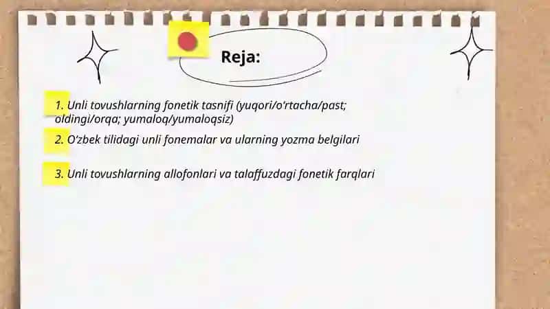 Unli tovushlar talaffuzi va imlosi 2