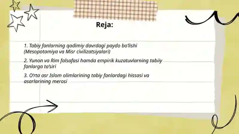 Tabiy fanlarning shakillanishi va rivojlanishi 2