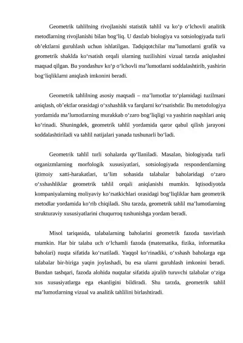 Ma’lumotlarning geometrik tahlili 2