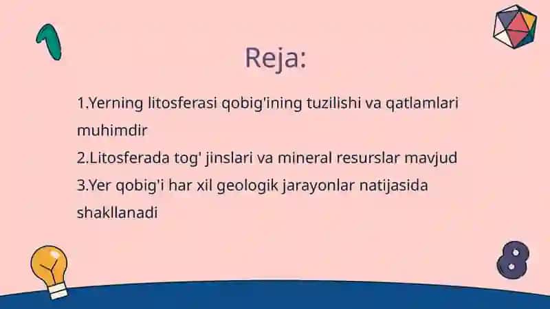 Yerning geografik qobig'i. Litosfera 2