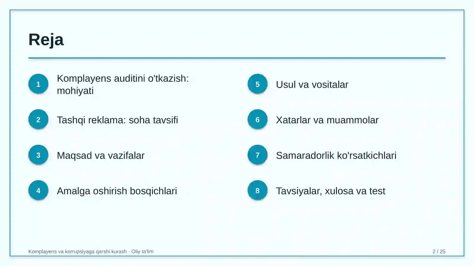 tashqi reklama sohasida komplayens auditini o'tkazish 8543 2