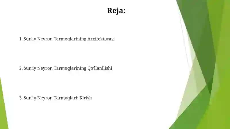 Sun'iy Neyron Tarmoqlari: Kirish 2