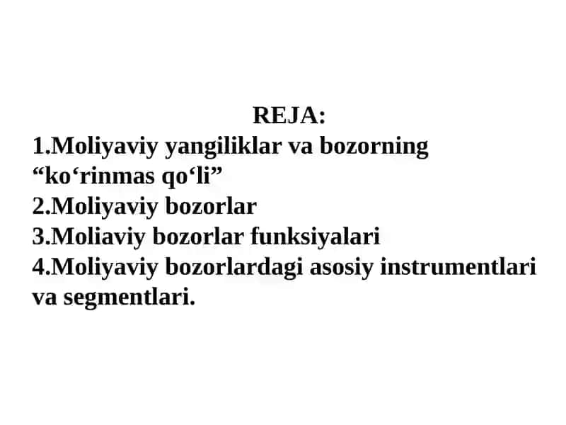 MOLIYAVIY BOZORLAR 2
