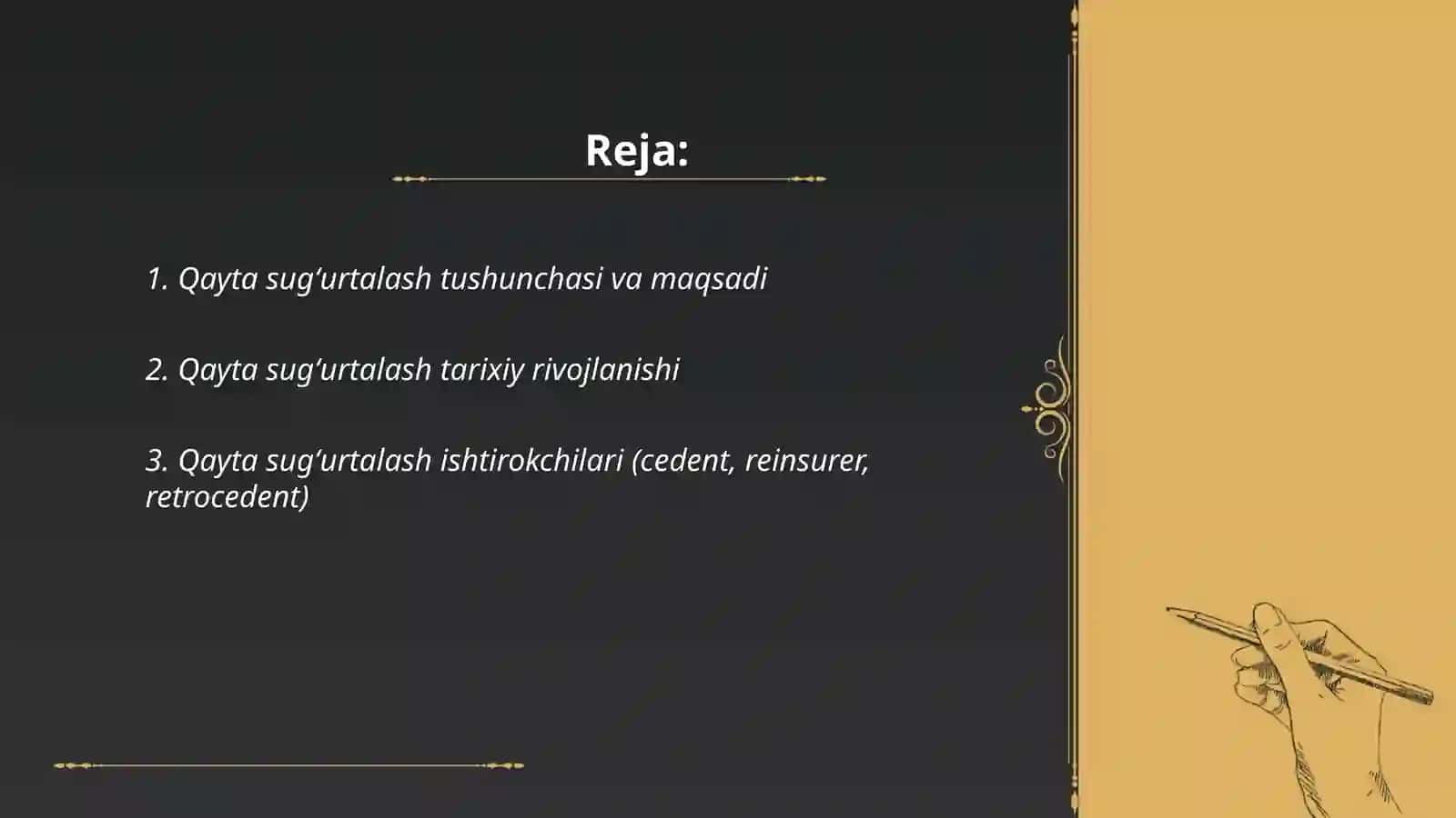 Qayta sugʻurtalash asoslari 2