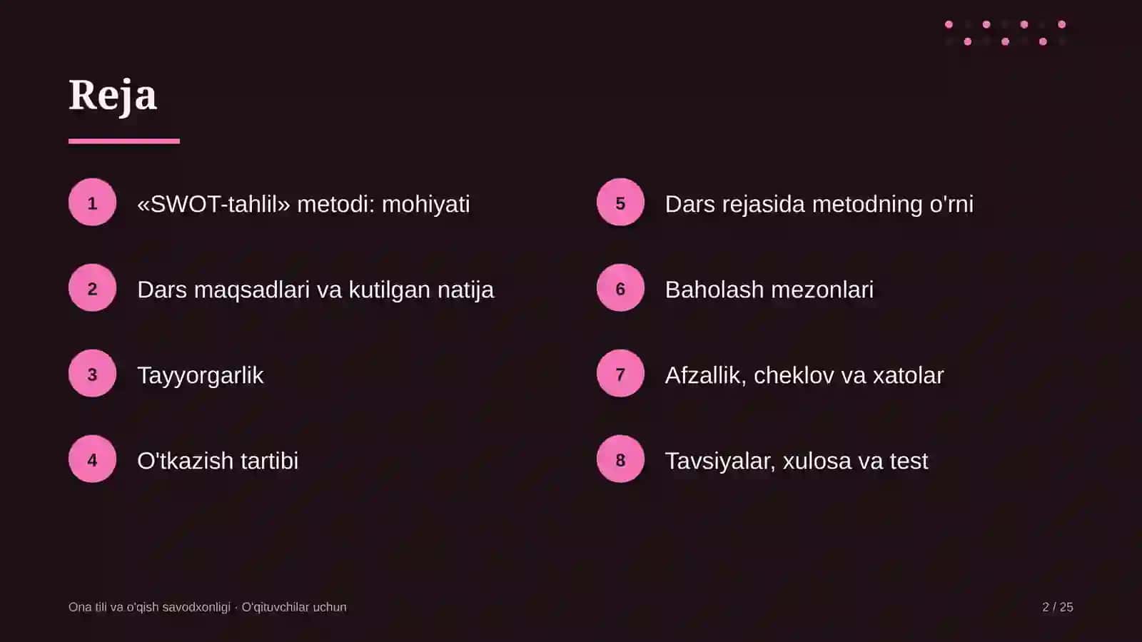 ona tili va o'qish savodxonligi darslarida swot tahlil metodidan foydalanish 1815 2