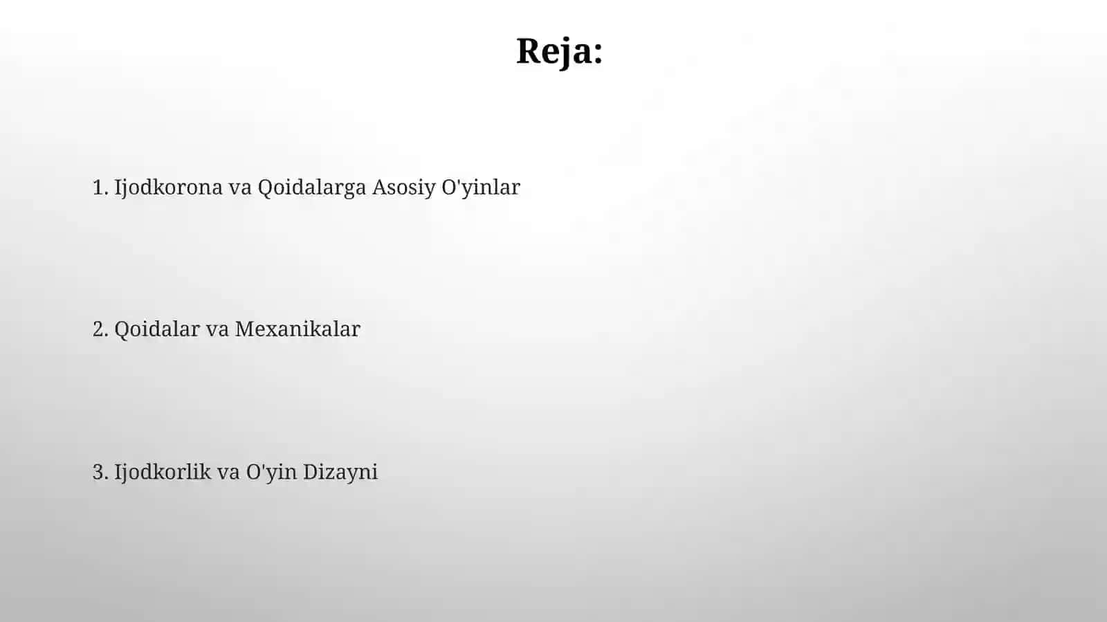 Ijodiy va qoidali o'yinlar 2