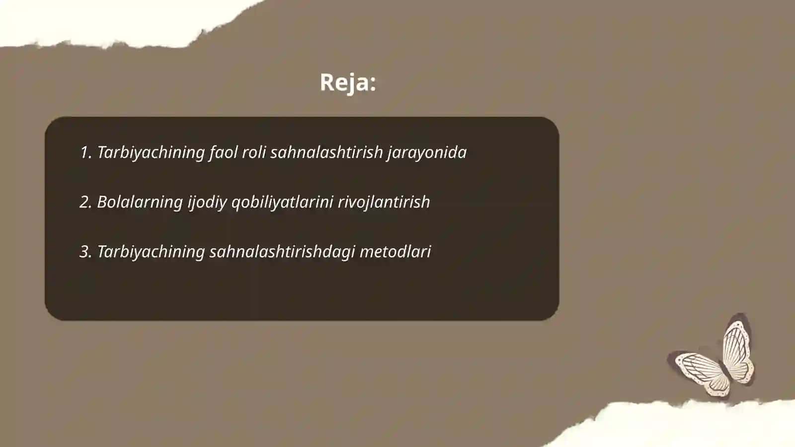 Tarbiyachining sahnalashtirish jarayonida 2