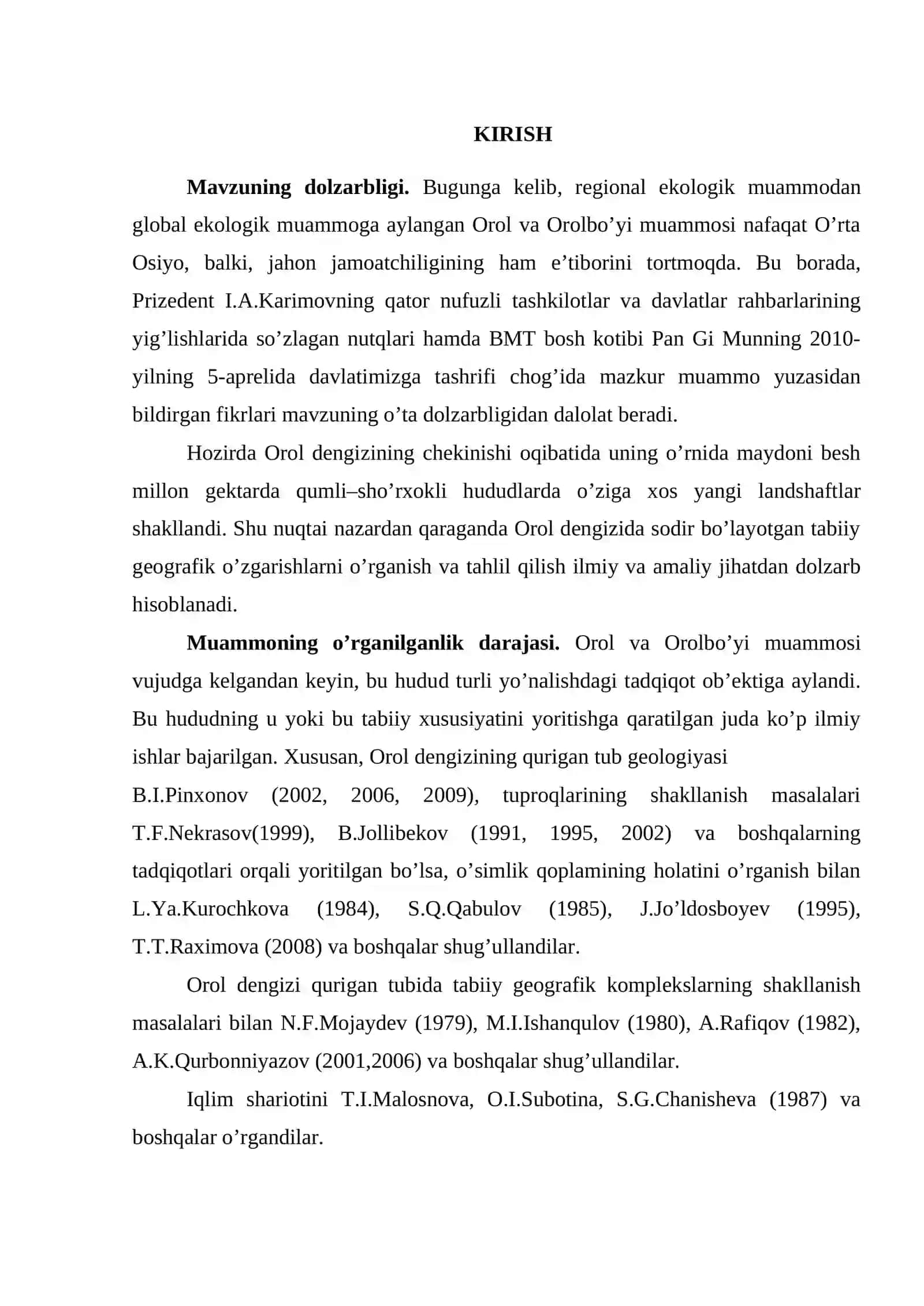 OROL VA OROL BÒYIDAGI EKOLOGIK VAZIYATNING KESKINLASHUVI 2