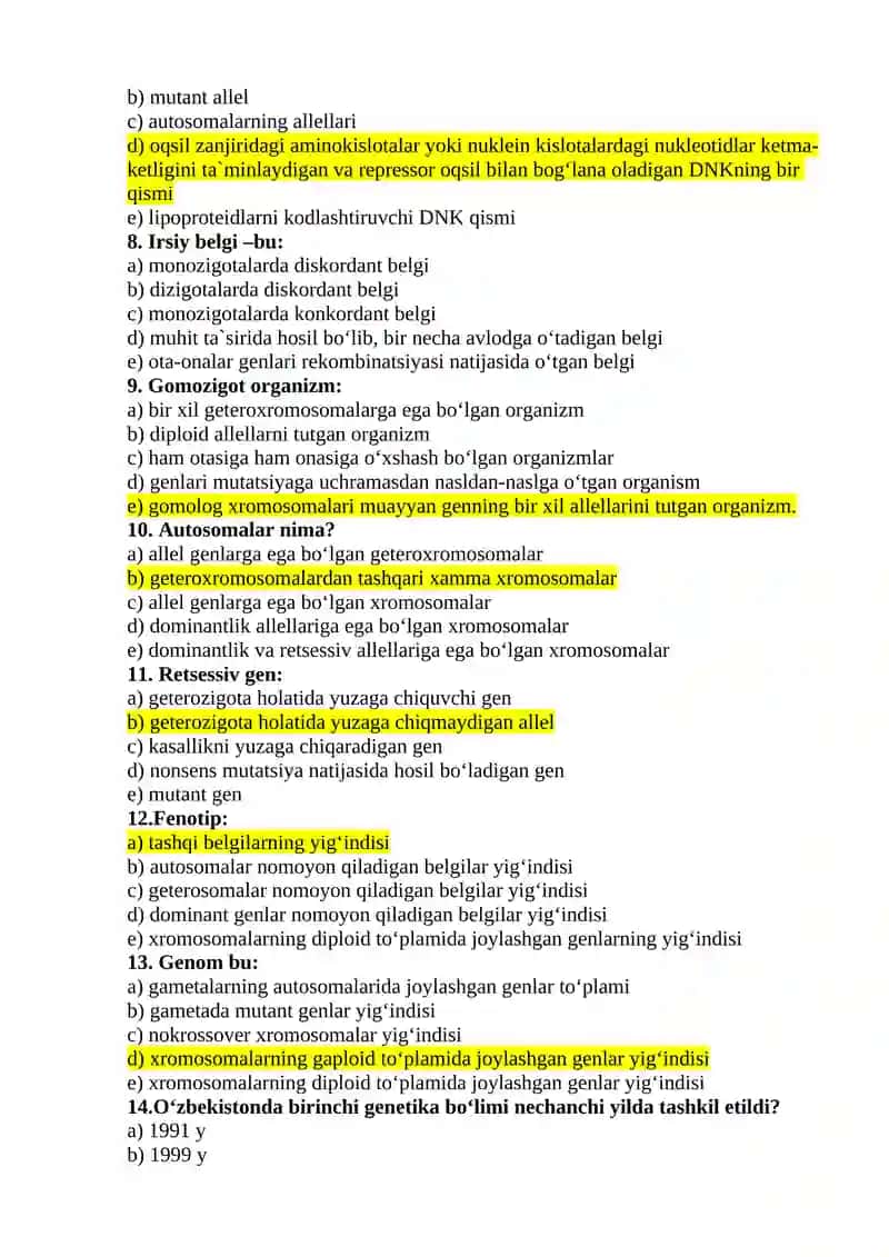 Genetika fanining asosiy tushunchalari 2