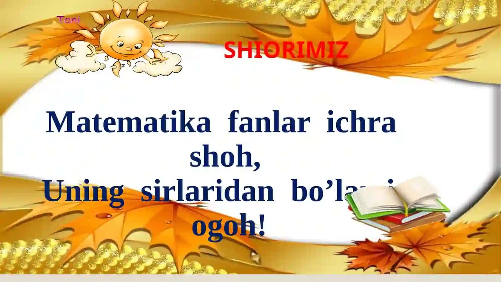 O’tilgan mavzuni mustahkamlaymiz! 2