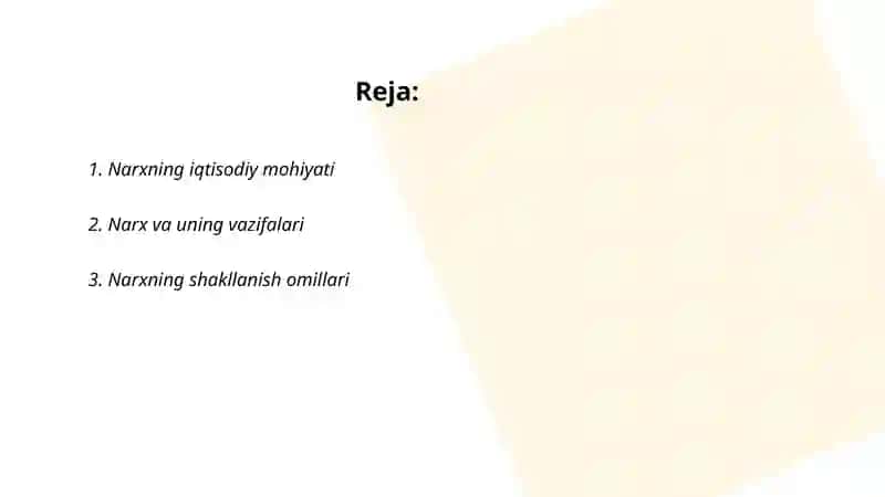 Narxning mohiyati va shakllanish hususiyatlari 2