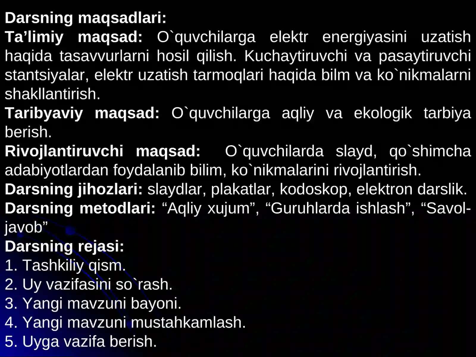 Elektr energiyasini uzatish 2