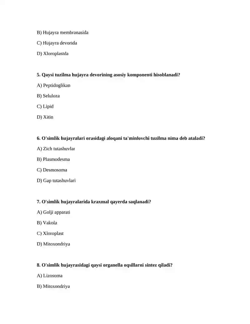 O'simlik xujayrasi 2
